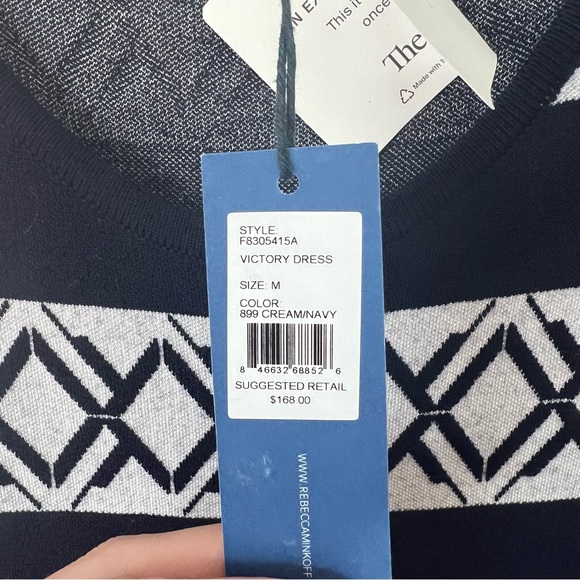 REBECCA MINKOFF Victory Sweater Dress in Cream & Navy - Picture 5 of 6